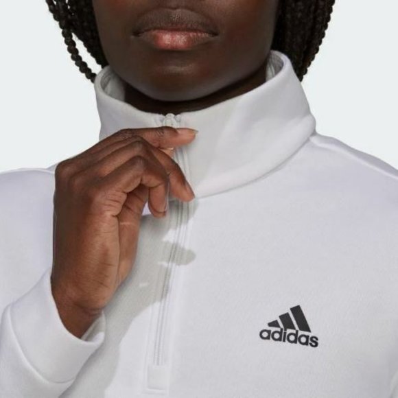 Adidas Sweater Womens White Crop Top Pullover Fleece Sweatshirt Sz.2XL - Picture 4 of 16